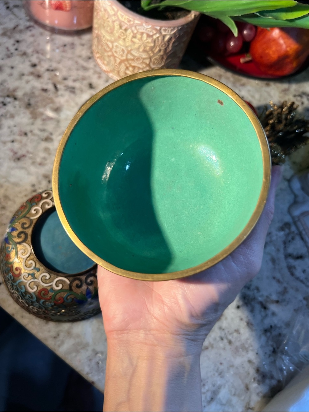 Set of 3 Amazing & Rare Floral Cloisonné Bowls, expect some imperfections - Picture 13 of 16
